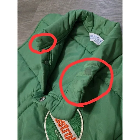 Vintage Castrol Puffer Vest XL Green Snap Upstream USA  70s/80s - Picture 8 of 12